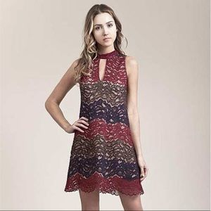 NWT Anthropologie Moon River Halter Lace Dress Nude Multicolor